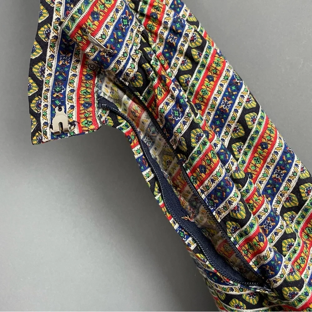 Vintage Maxi Skirt‎ Striped Handmade Floral A-Line Prairie Modest Retro Unique